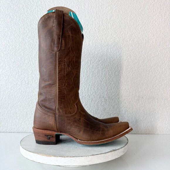 Lane EMMA JANE Womens Cowboy Boots 7.5 Cognac Brown Leather Western Cowgirl Tall - Picture 2 of 14